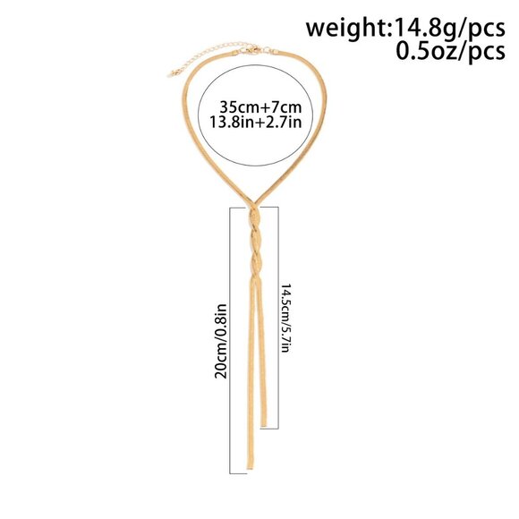 Snake Chain Lariat Knot Tassel Choker/Multiple colors available - Picture 6 of 6